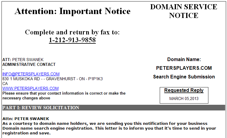 Domain Renewal Scams